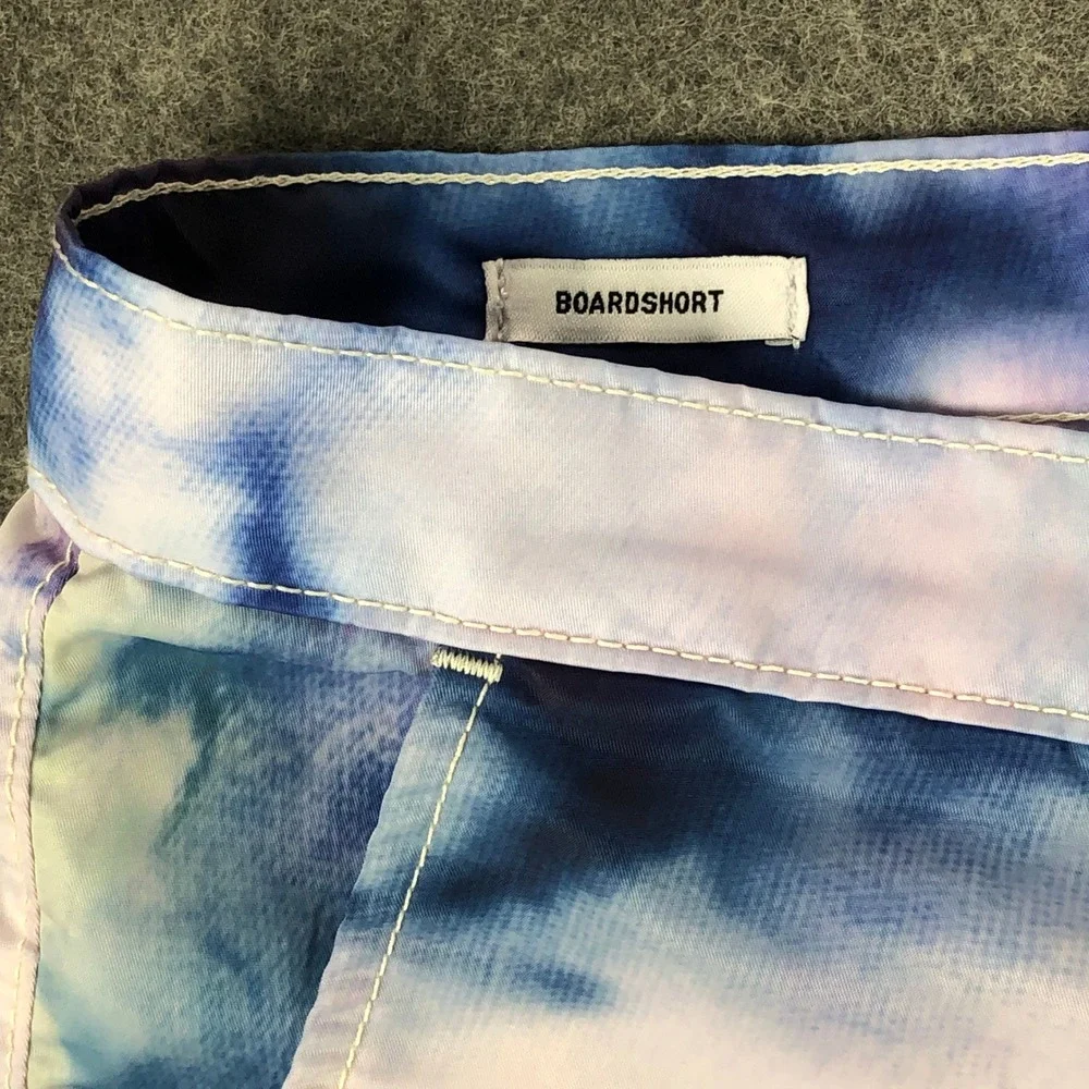 True Religion Board Shorts Mens 36 Tie Dye Swim Trunks Drawstring Zipper Beach